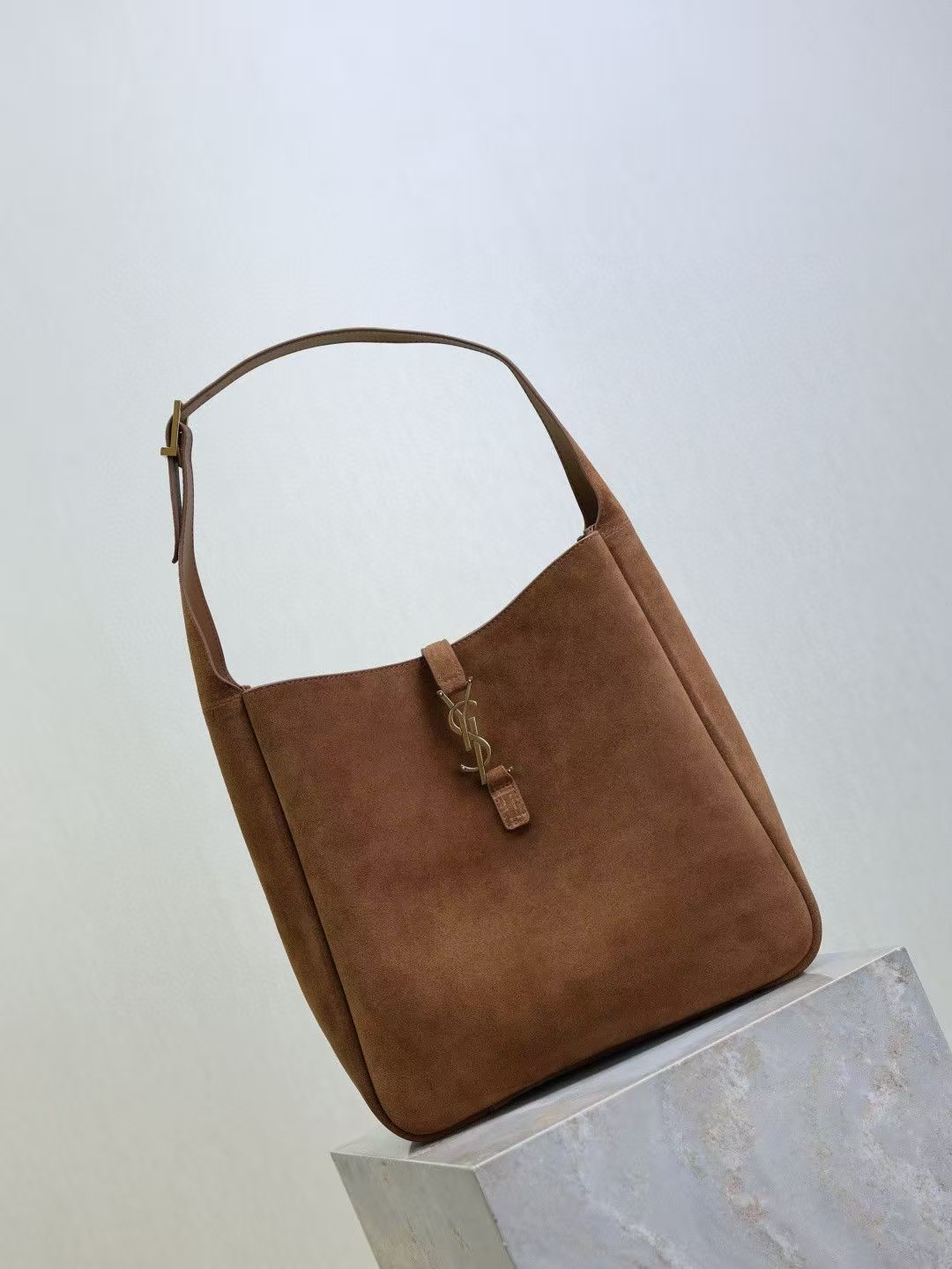 Saint Laurent Suede Brown HOBO Bag Large
