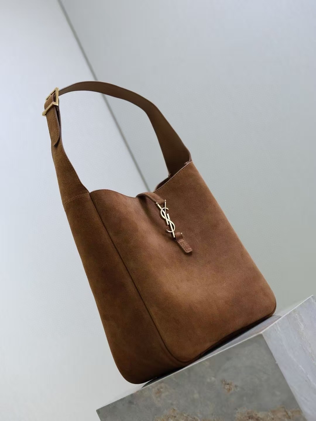 Saint Laurent Suede Brown HOBO Bag Large