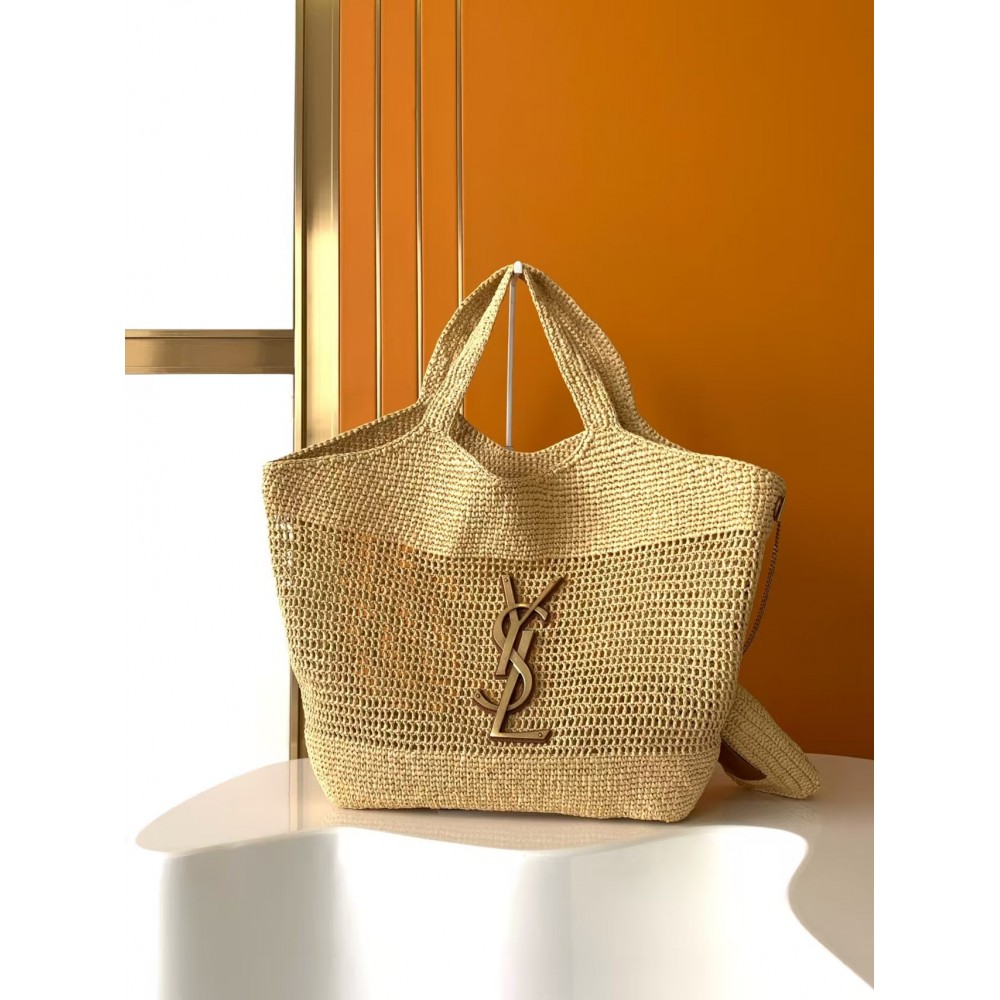 YSL Icare Raffia woven bag