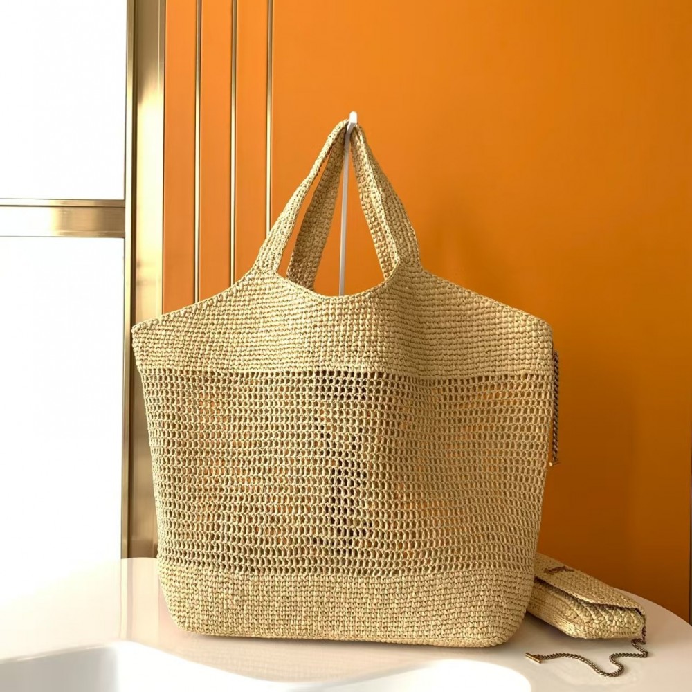 YSL Icare Raffia woven bag