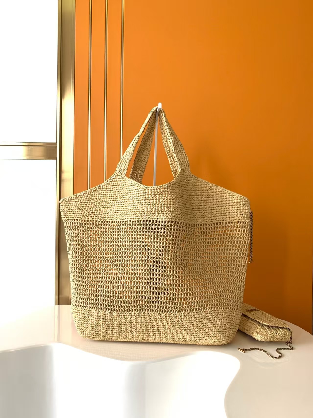 YSL Icare Raffia woven bag