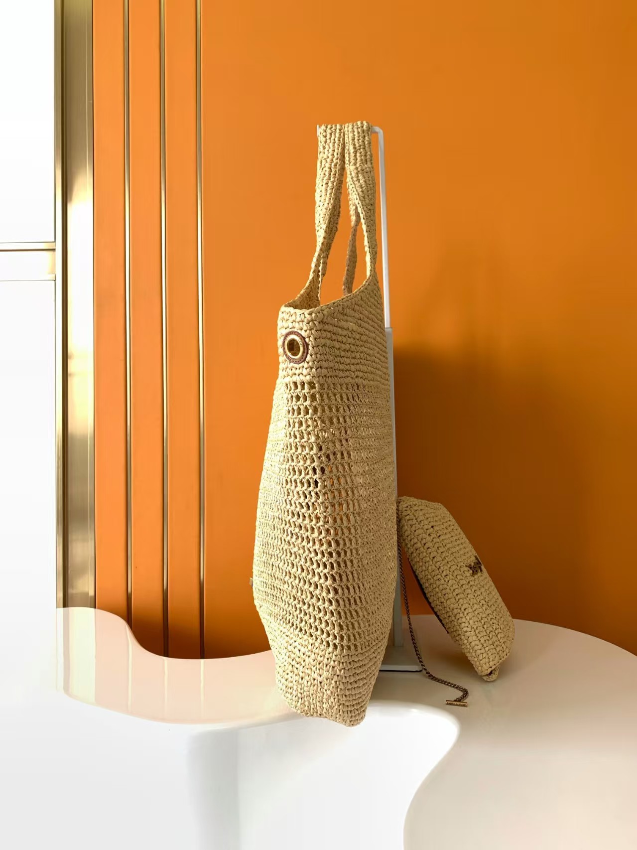 YSL Icare Raffia woven bag