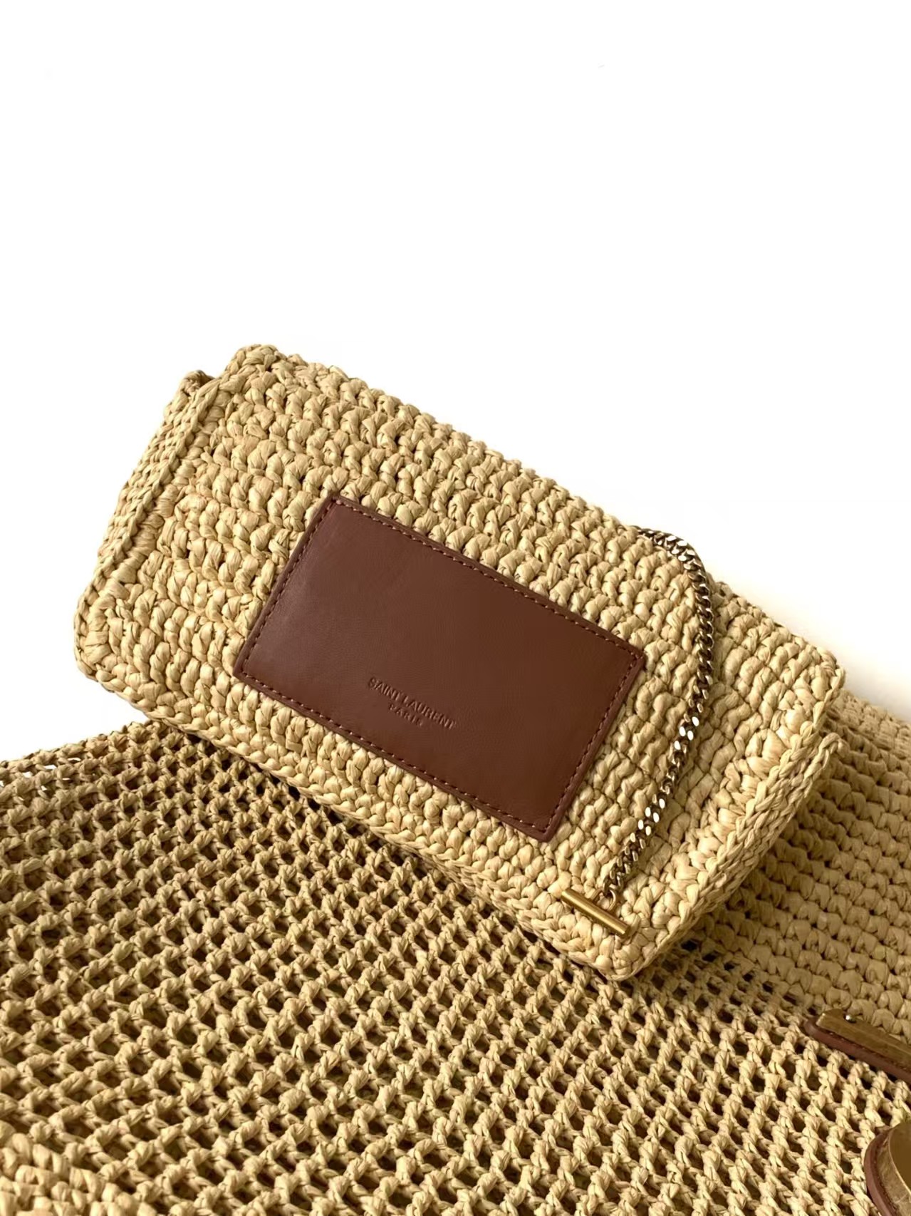 YSL Icare Raffia woven bag