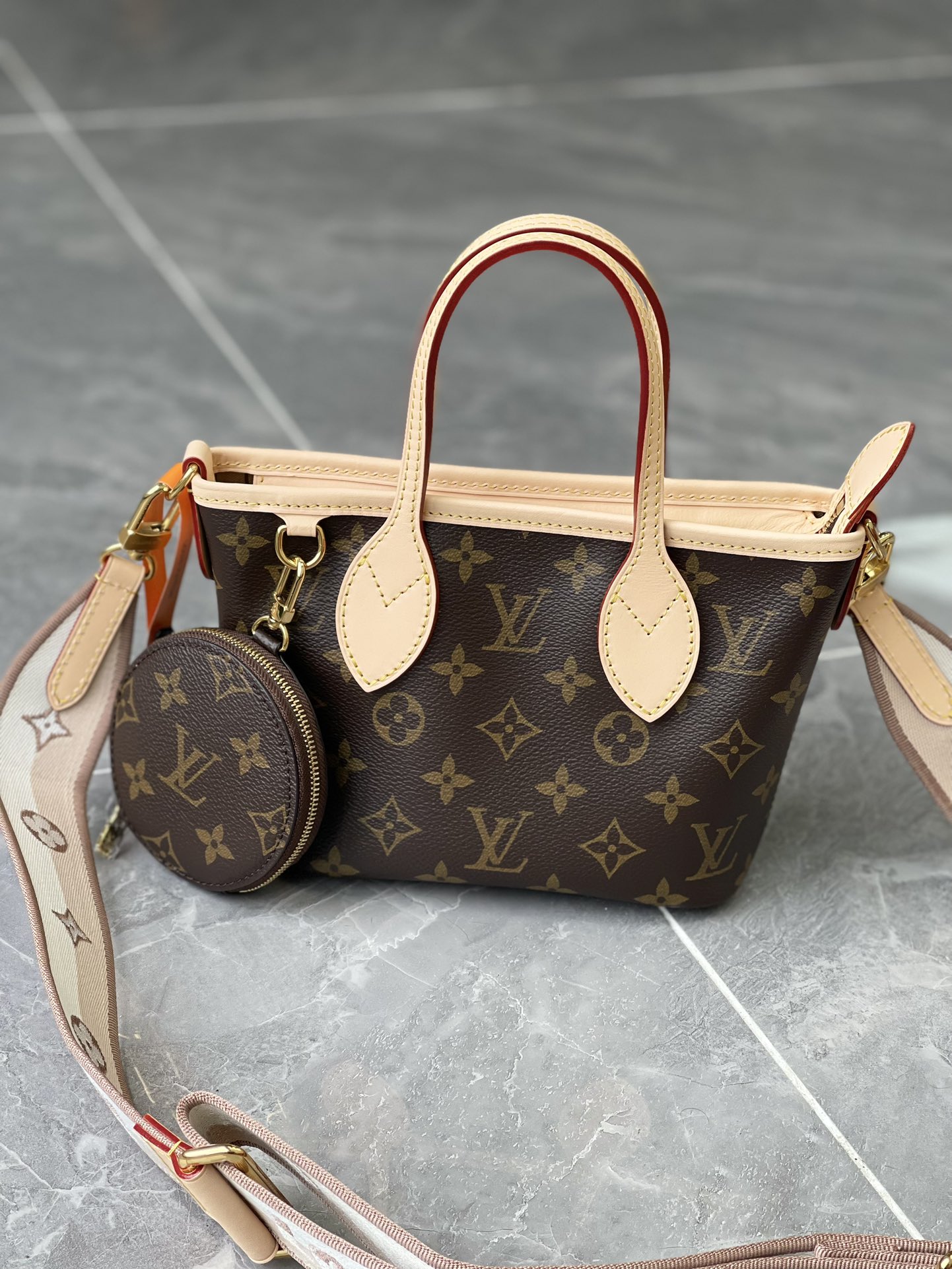 LOUIS VUITTON Neverfull BB Pink Peony Monogram Canvas LOUIS VUITTON Neverfull BB Pink Peony Monogram Canvas