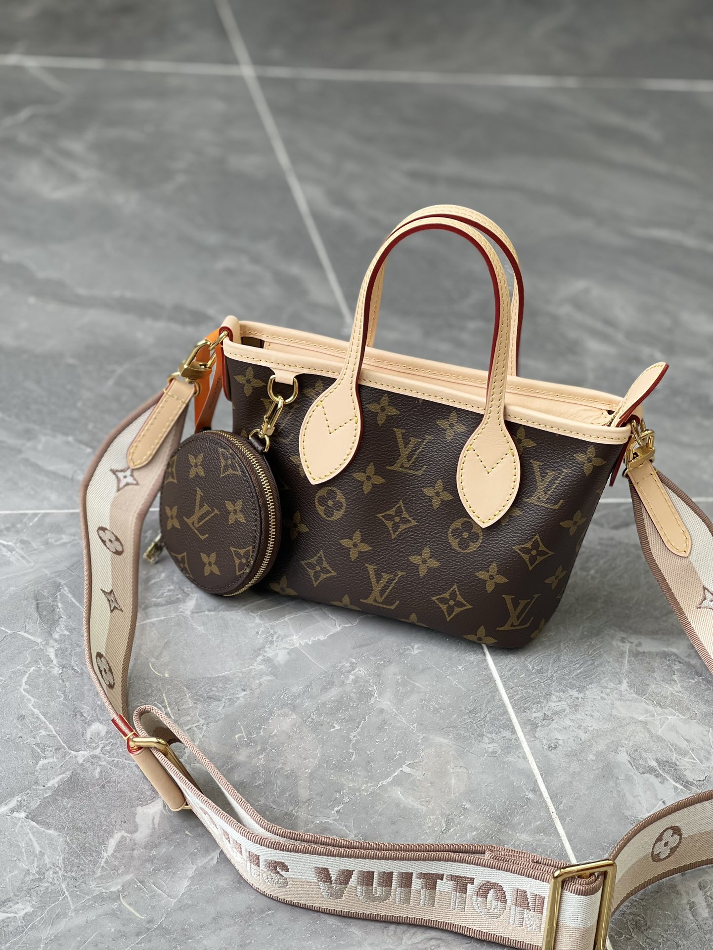 LOUIS VUITTON Neverfull BB Pink Peony Monogram Canvas LOUIS VUITTON Neverfull BB Pink Peony Monogram Canvas