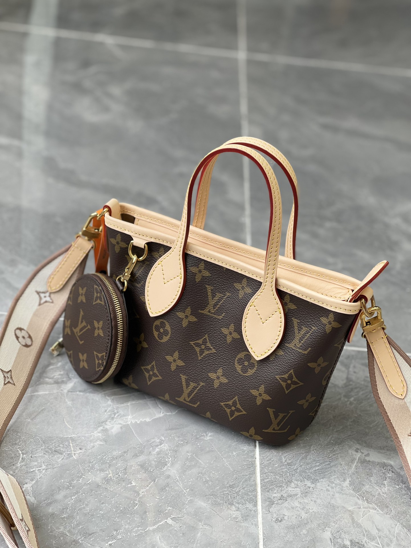 LOUIS VUITTON Neverfull BB Pink Peony Monogram Canvas LOUIS VUITTON Neverfull BB Pink Peony Monogram Canvas