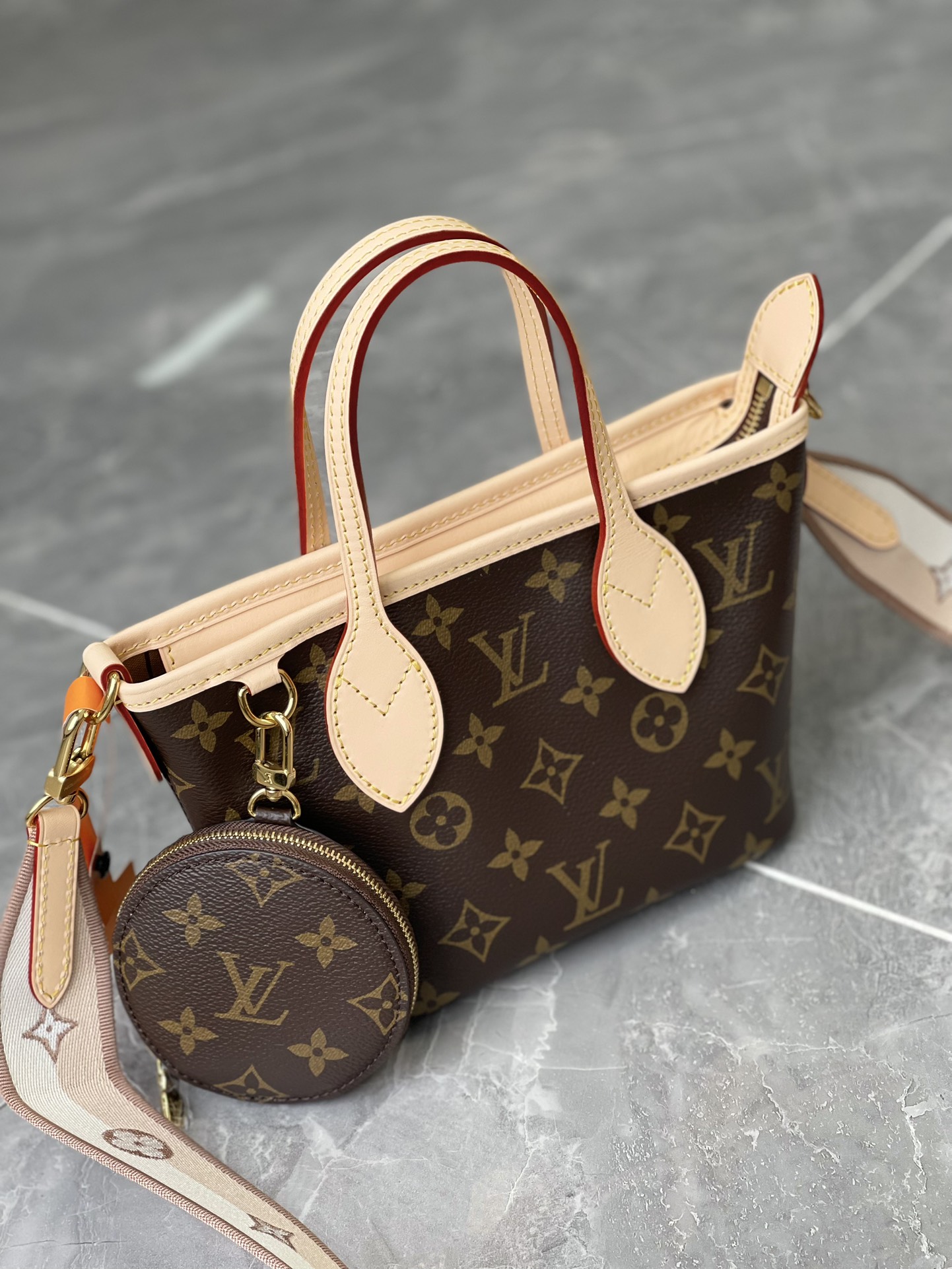 LOUIS VUITTON Neverfull BB Pink Peony Monogram Canvas LOUIS VUITTON Neverfull BB Pink Peony Monogram Canvas