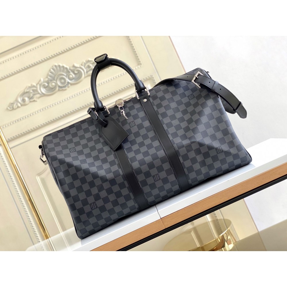 LOUIS VUITTON Keepall Bandoulière 45 Grey Monogram Eclipse