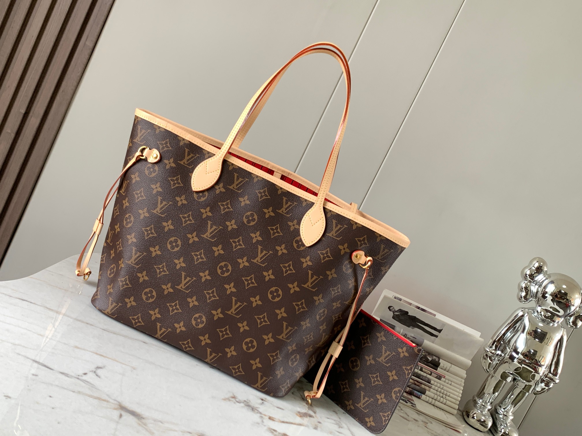 LOUIS VUITTON Neverfull Medium Rose Beige Monogram LOUIS VUITTON Neverfull Medium Rose Beige Monogram