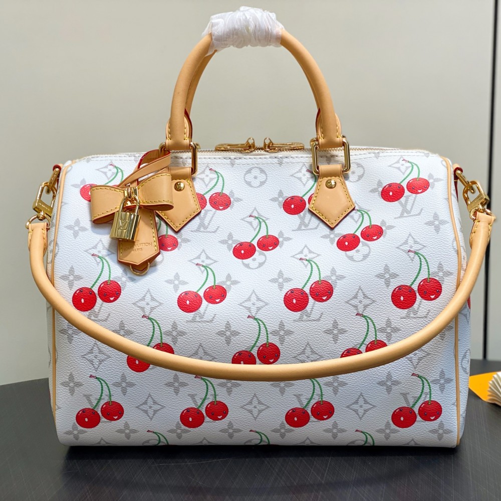 LOUIS VUITTON LV X TM Monogram Cerises Speedy Soft 30 White