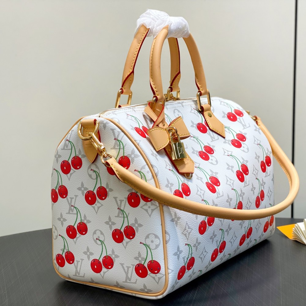 LOUIS VUITTON LV X TM Monogram Cerises Speedy Soft 30 White