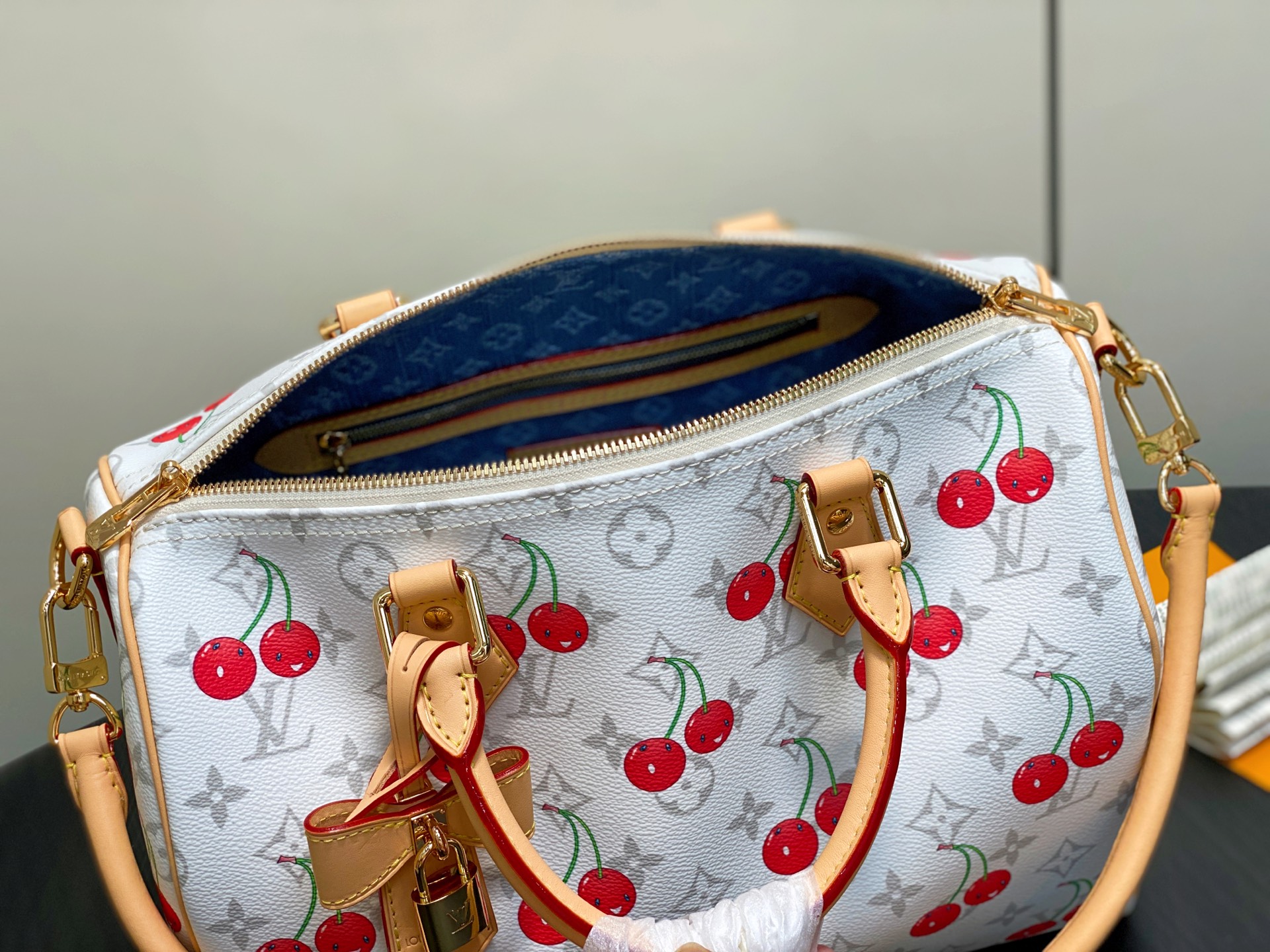 LOUIS VUITTON LV X TM Monogram Cerises Speedy Soft 30 White LOUIS VUITTON LV X TM Monogram Cerises Speedy Soft 30 White