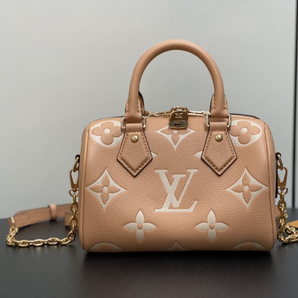 LOUIS VUITTON Speedy Bandoulière 20 Dove Monogram Empreinte Leather
