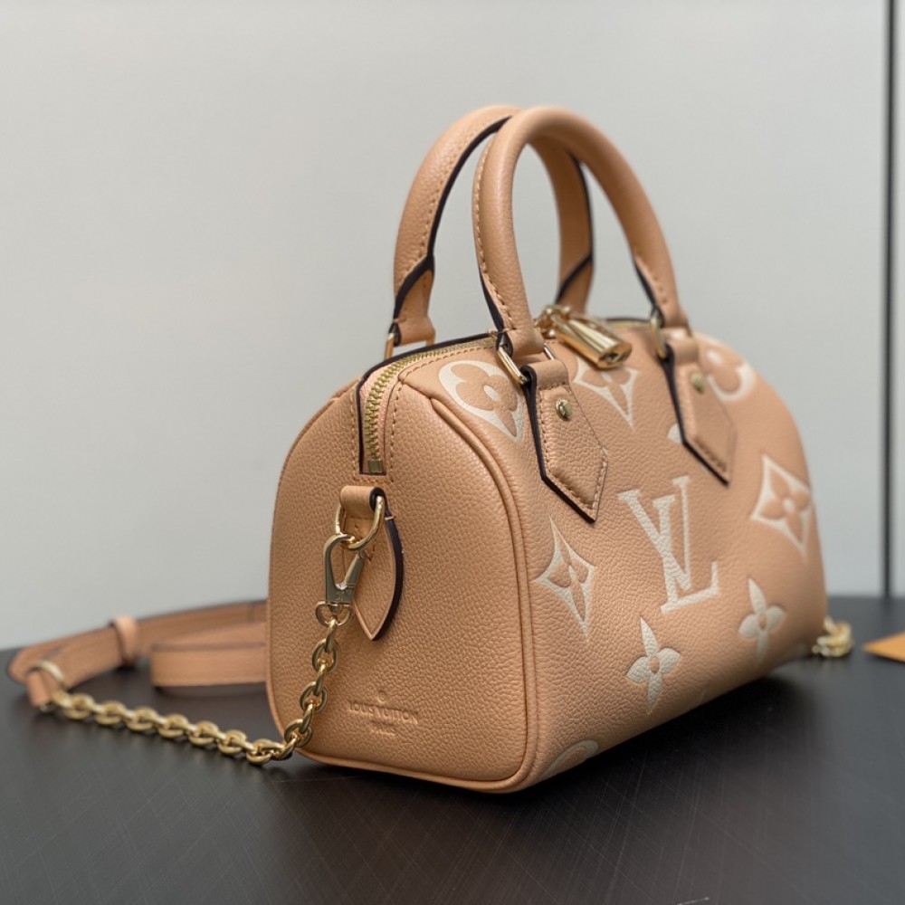 LOUIS VUITTON Speedy Bandoulière 20 Dove Monogram Empreinte Leather
