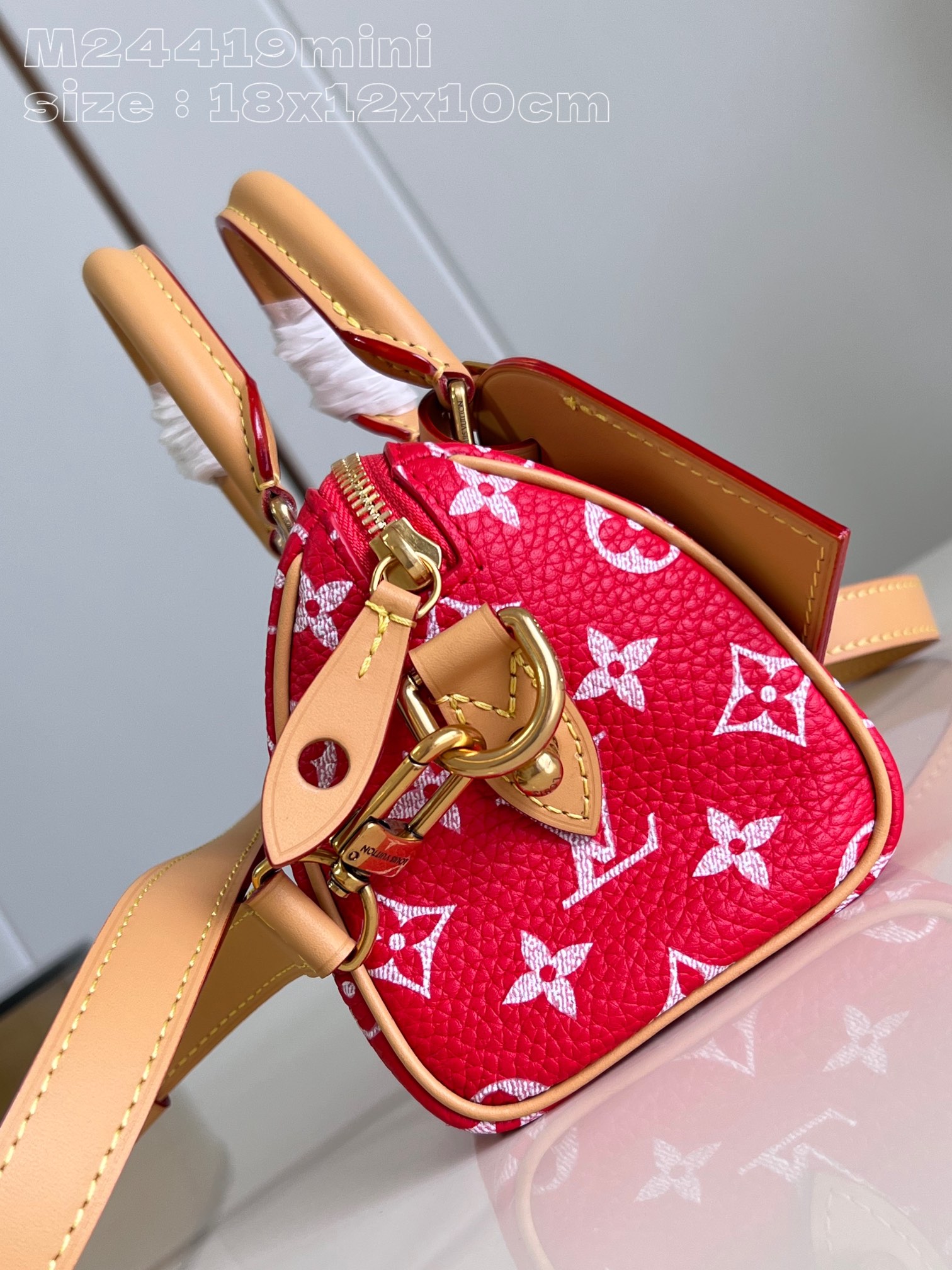 Louis Vuitton Calfskin Monogram Speedy P9 Bandouliere 18 Red Louis Vuitton Calfskin Monogram Speedy P9 Bandouliere 18 Red
