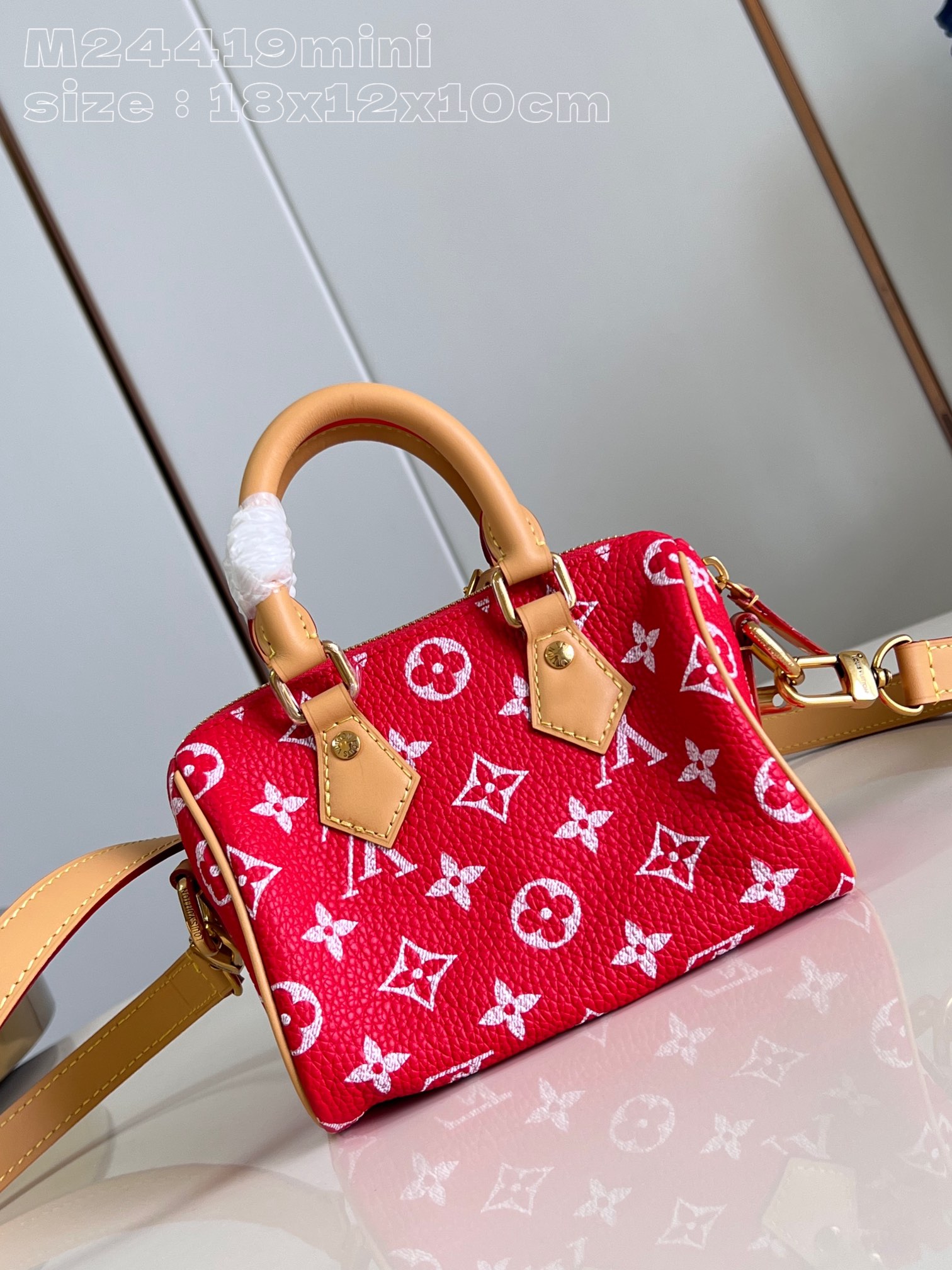 Louis Vuitton Calfskin Monogram Speedy P9 Bandouliere 18 Red Louis Vuitton Calfskin Monogram Speedy P9 Bandouliere 18 Red