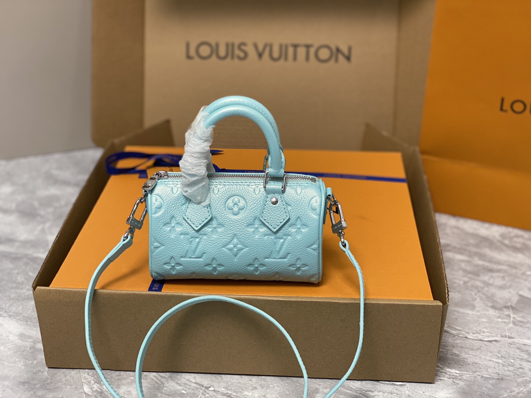 Louis Vuitton Nano Speedy 16 Monogram Empreinte Blue Louis Vuitton Nano Speedy 16 Monogram Empreinte Blue