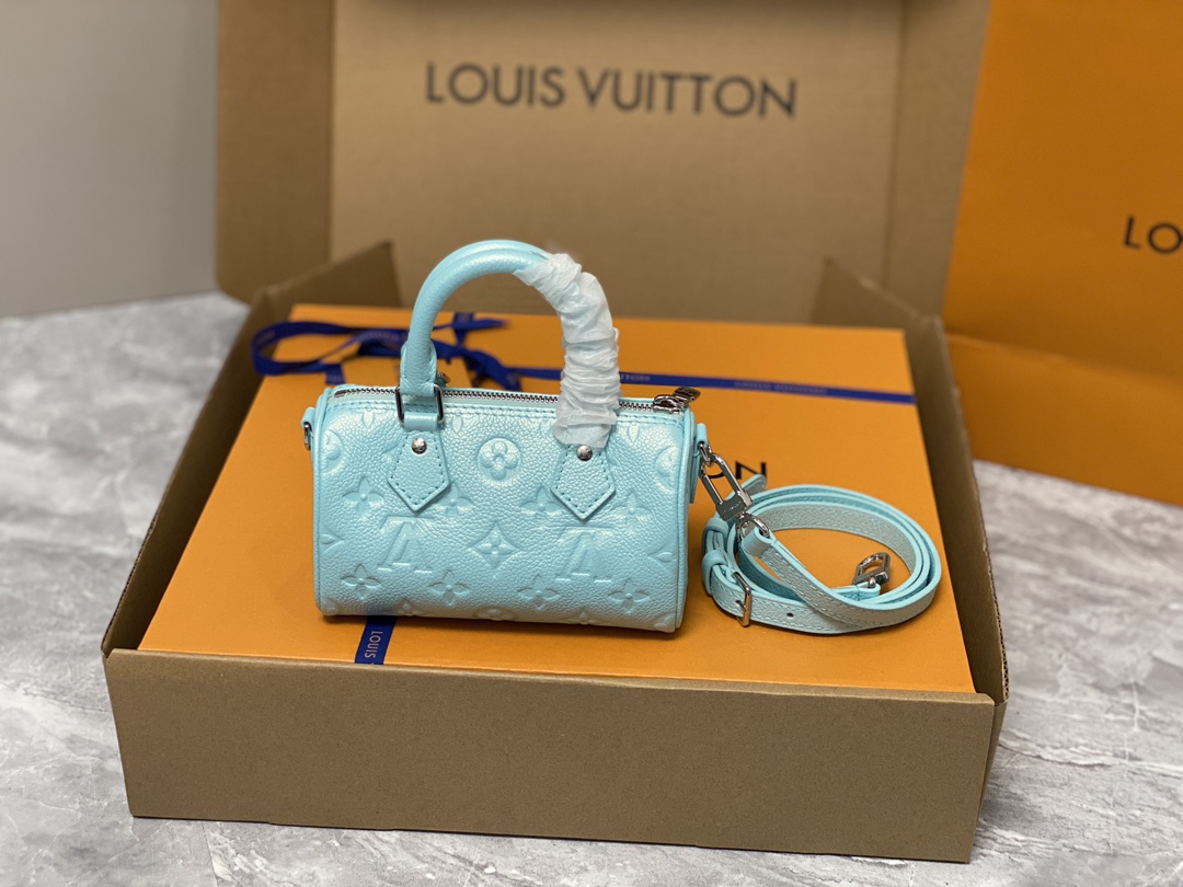 Louis Vuitton Nano Speedy 16 Monogram Empreinte Blue Louis Vuitton Nano Speedy 16 Monogram Empreinte Blue