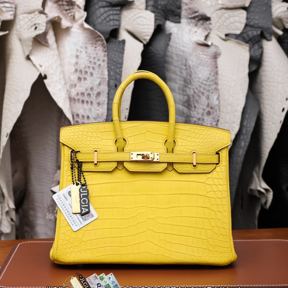 Hermes Birkin 35 Mimosa Matte Porosus Crocodile Gold Hardware