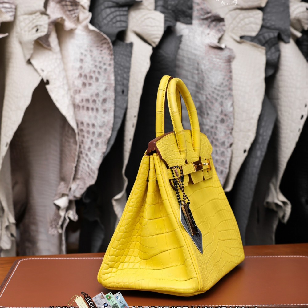 Hermes Birkin 35 Mimosa Matte Porosus Crocodile Gold Hardware