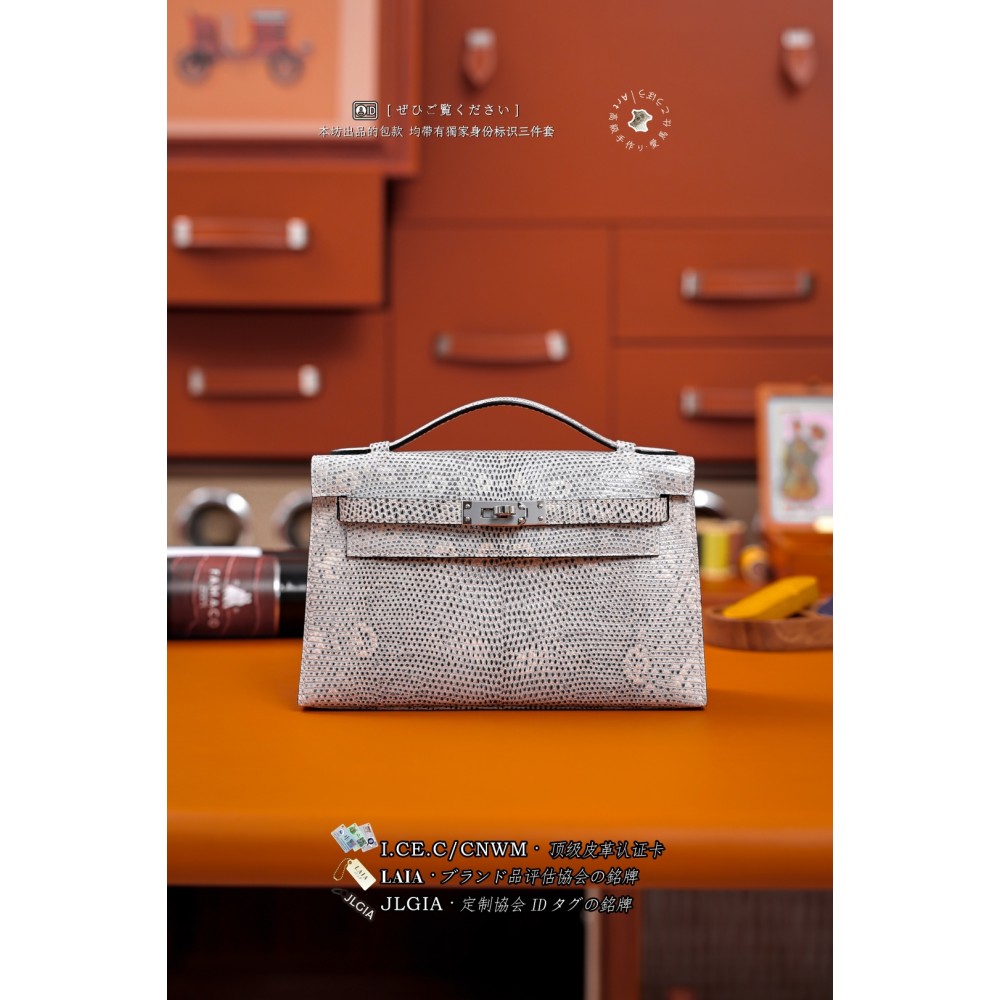 Hermès Mini Kelly Sellier Ombre Varanus Salvator Lizard Palladium Hardware