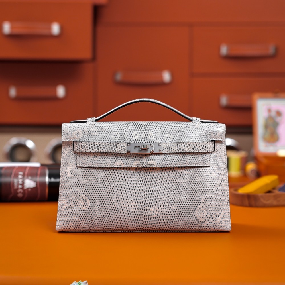 Hermès Mini Kelly Sellier Ombre Varanus Salvator Lizard Palladium Hardware