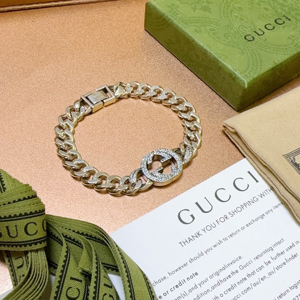 Gucci Charm BraceletSilver Metal Interlocking G Logo